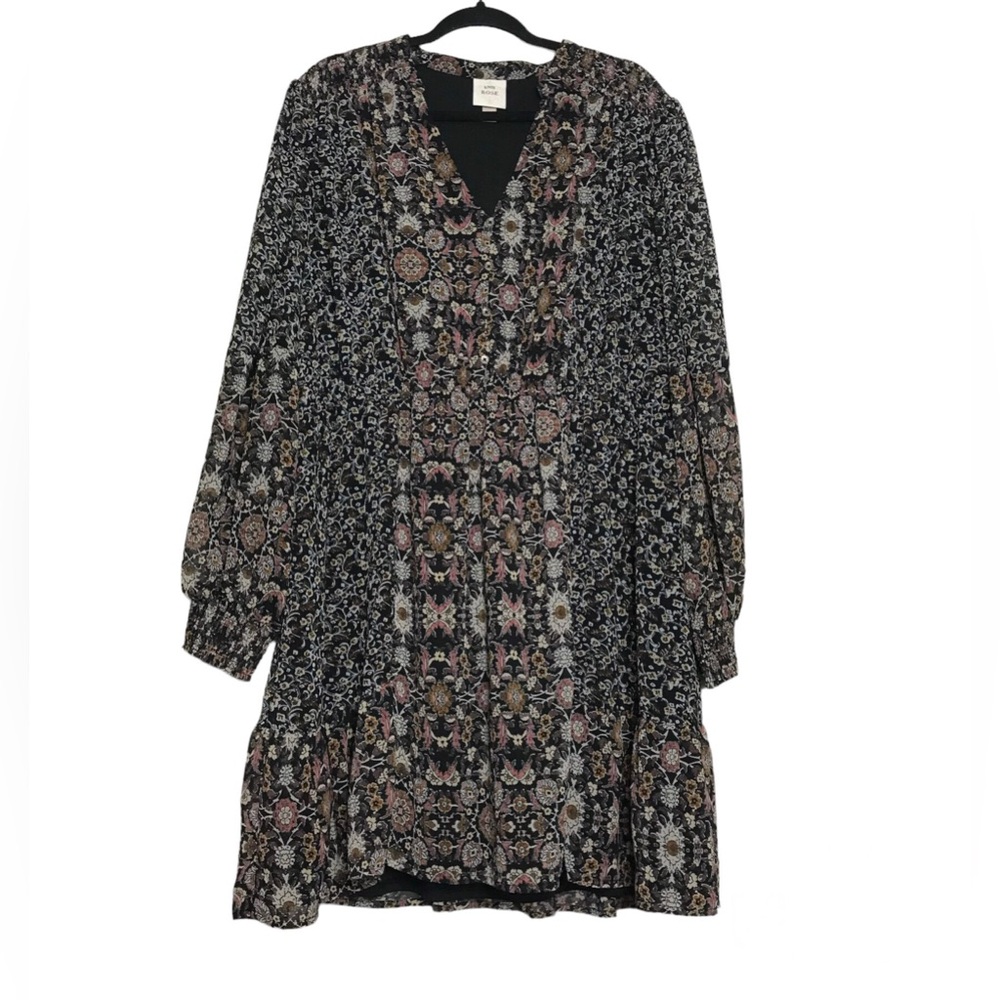 Knox Rose Floral Print Bishop Sleeve Babydoll Dress Womens Size XXL Boho Peasant